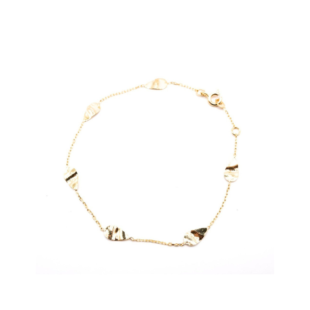 Bracelet or jaune 375/1000, motifs 6 poires froissés, by Stauffer