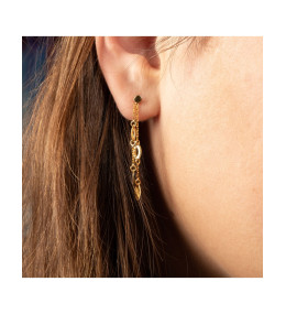 Les Boucles d'oreilles pendantes or jaune 375/1000, motifs navettes, by Stauffer