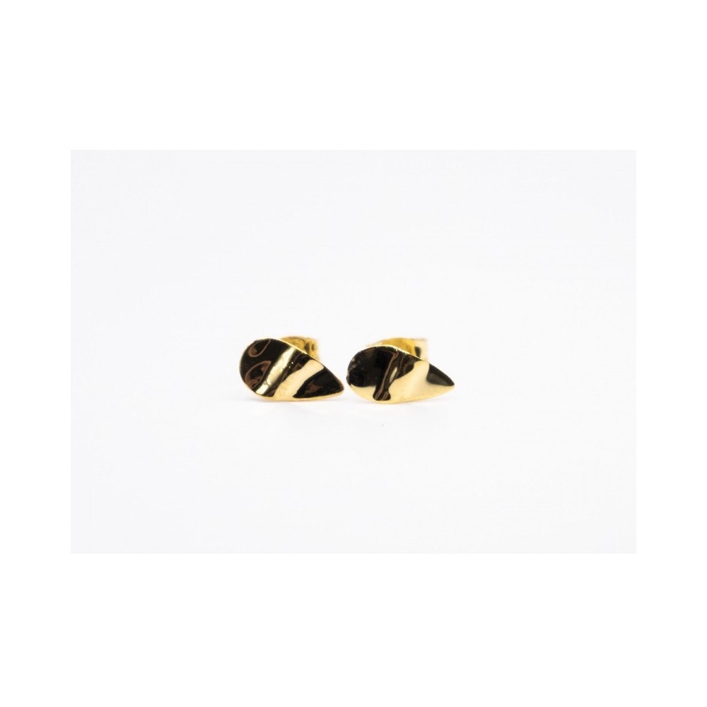 Boucles d'oreilles or jaune 375/1000, motifs poires froissées, by Stauffer
