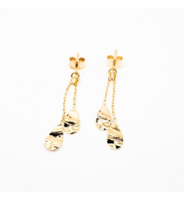 Boucles d'oreilles pendentif or jaune 375/1000, motifs poires froissées, by Stauffer