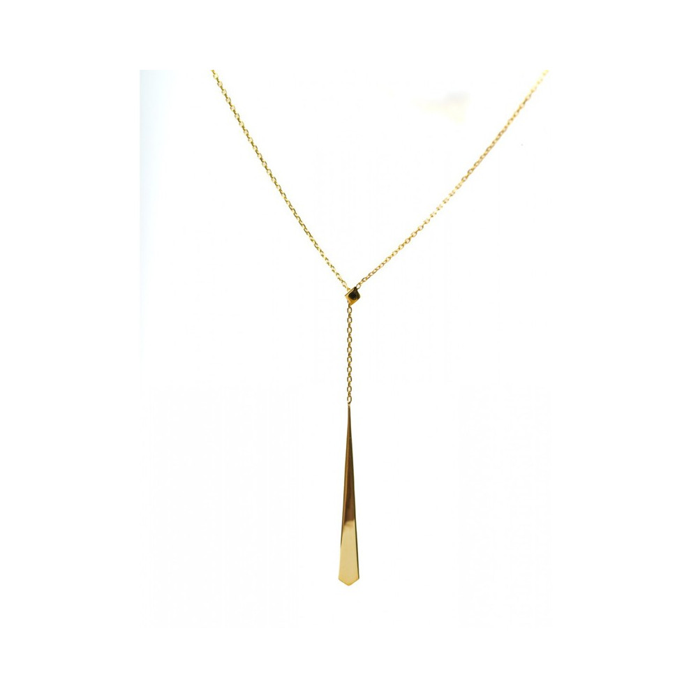 Collier en Y or jaune 375/1000, motifs cravate, by Stauffer