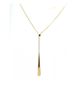Collier en Y or jaune 375/1000, motifs cravate, by Stauffer