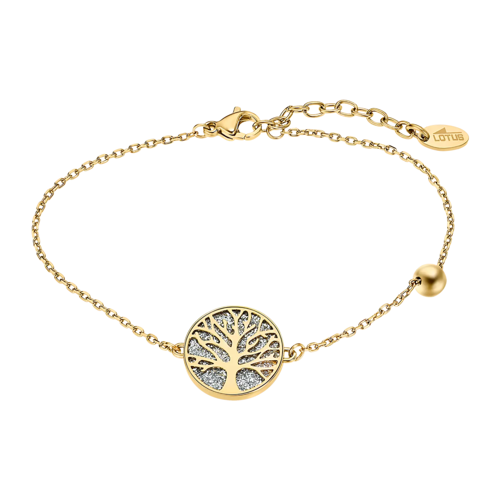 Le Bracelet femme, Motif Arbre de vie, Lotus Style, Acier PVD jaune, LS2225-2/5