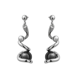 Boucles d'oreilles pendantes Jourdan Bijoux Koré, argent 925/1000 et Hématite AJS 038