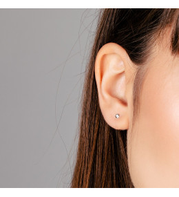 Boucles d'oreilles or gris 750/1000 et diamants 0,05 carat by Stauffer