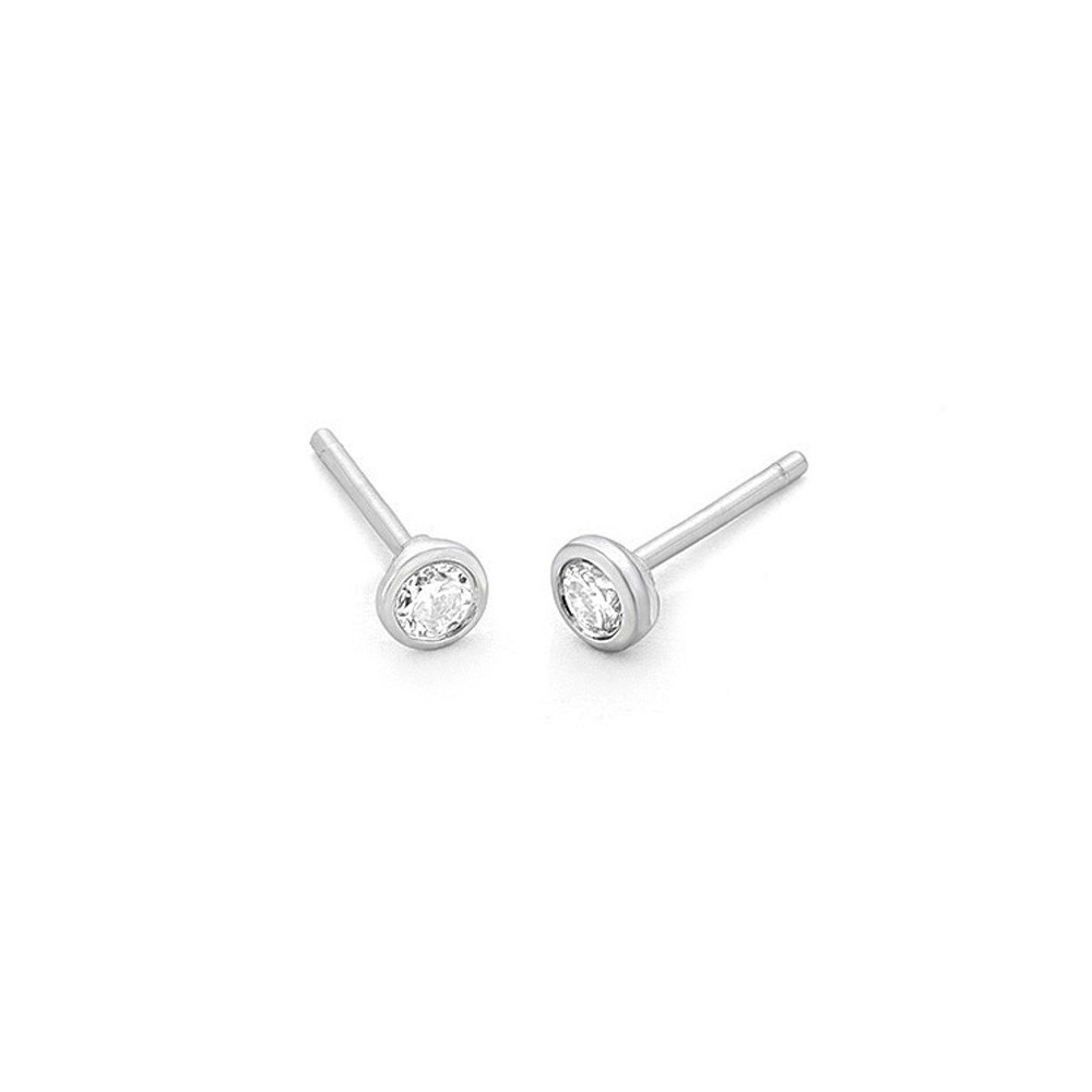 Boucles d'oreilles or gris 750/1000 et diamants 0,10 carat by Stauffer