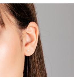 Boucles d'oreilles or gris 750/1000 et diamants 0,10 carat by Stauffer