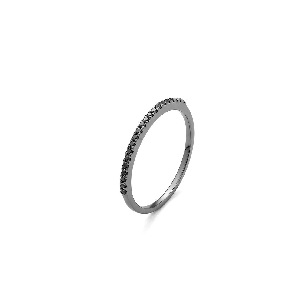 Alliance or gris PVD noir 750/1000 et diamants noirs 0,10 carat taille brillant by Stauffer