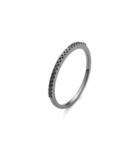 Alliance or gris PVD noir 750/1000 et diamants noirs 0,10 carat taille brillant by Stauffer