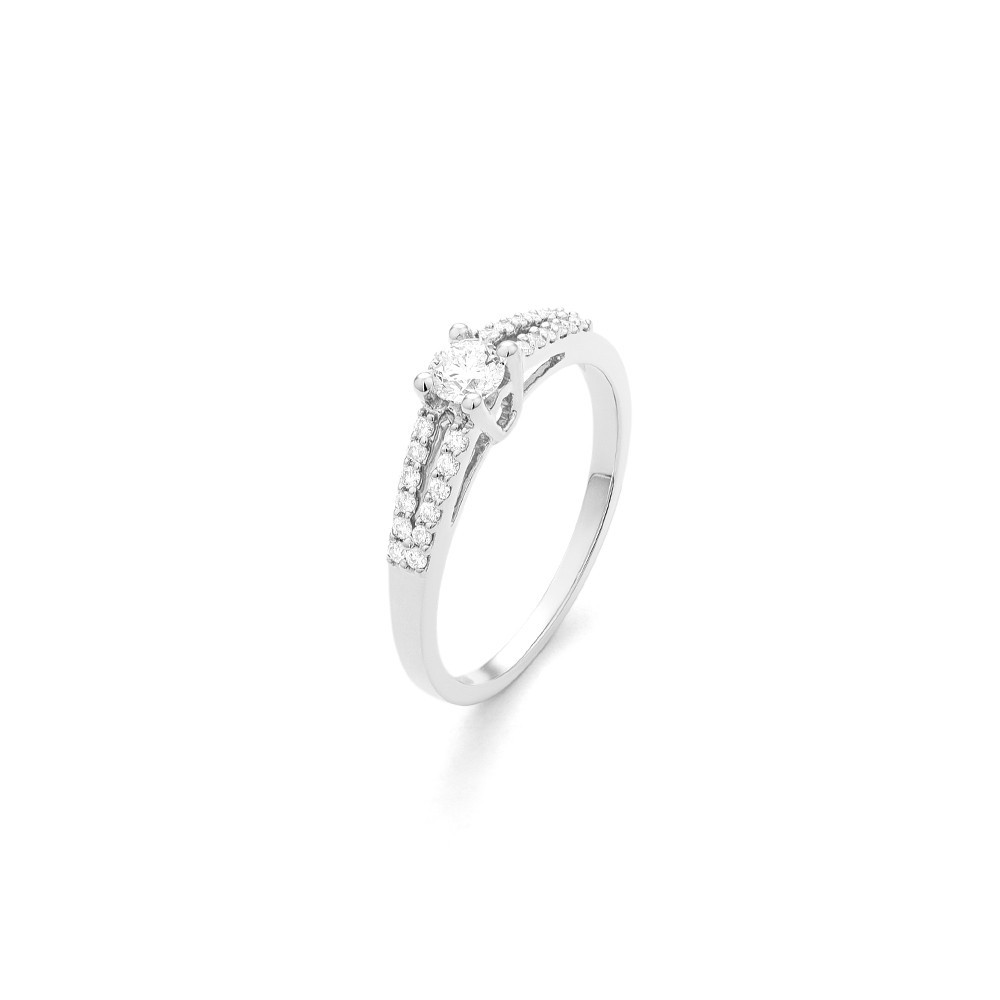 Bague or gris 750/1000 et diamants 0,34 carat taille brillant by Stauffer