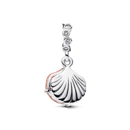 Le Charm pendentif Pandora Moments, double coquillage couleur corail en argent 925/1000, 793821C01