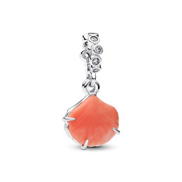 Charm pendentif Pandora Moments, double coquillage couleur corail en argent 925/1000, 793821C01