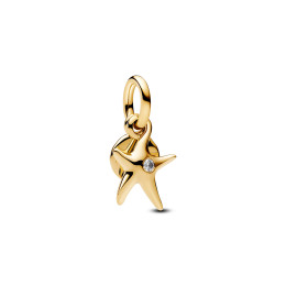 Charm pendentif Pandora Moments, double étoile de mer en métal doré or jaune 585/1000, 763892C01