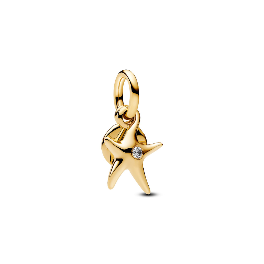 Charm pendentif Pandora Moments, double étoile de mer en métal doré or jaune 585/1000, 763892C01