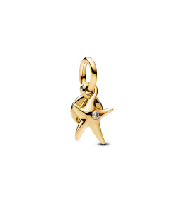 Charm pendentif Pandora Moments, double étoile de mer en métal doré or jaune 585/1000, 763892C01