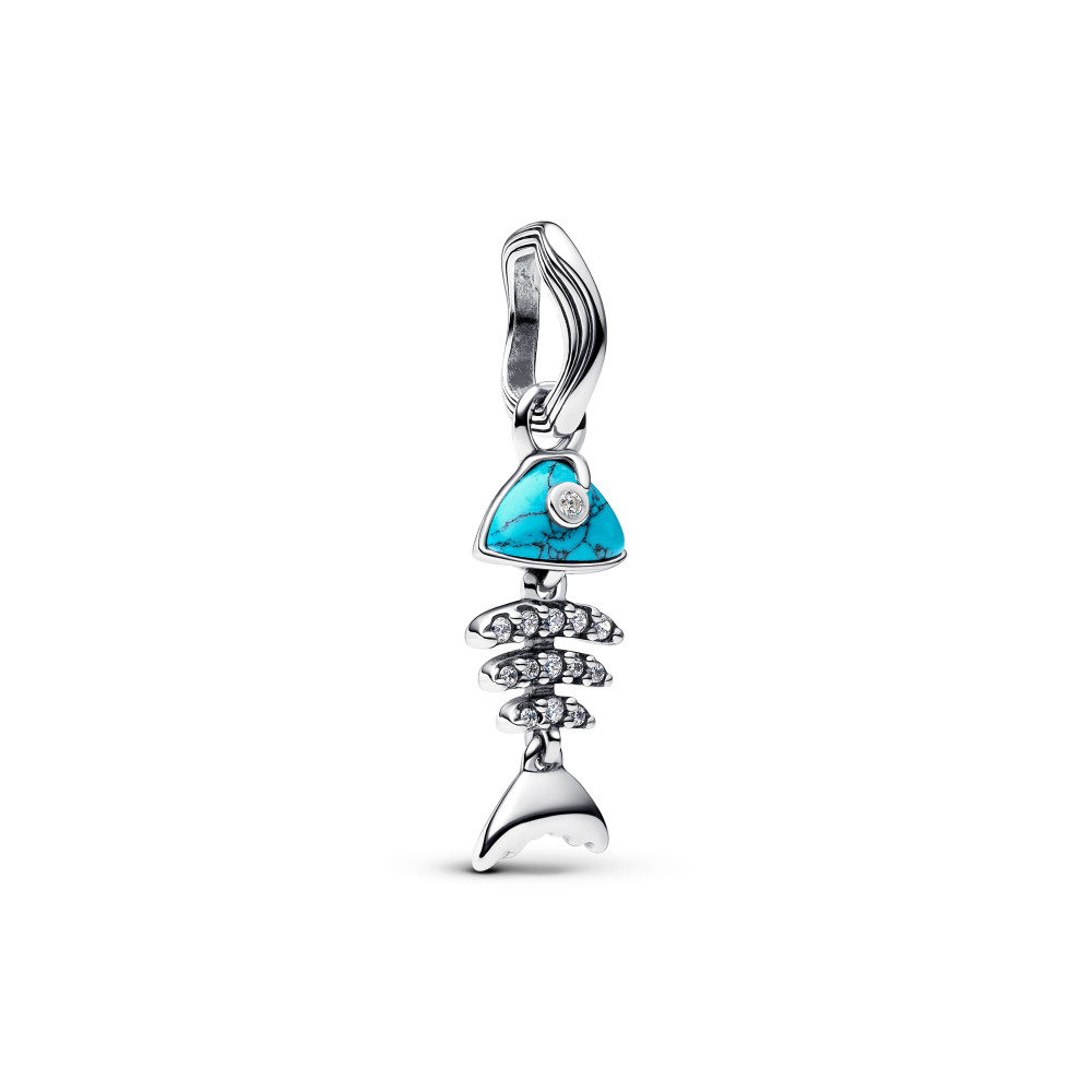 Charm pendentif Pandora Moments, arête de poisson couleur turquoise en argent 925/1000 793894C01