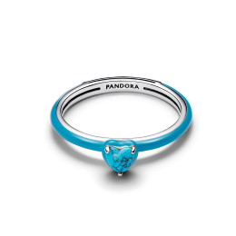 La Bague Pandora, Coeur couleur turquoise en argent 925/1000, 193828C01