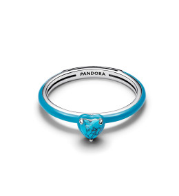 La Bague Pandora, Coeur couleur turquoise en argent 925/1000, 193828C01