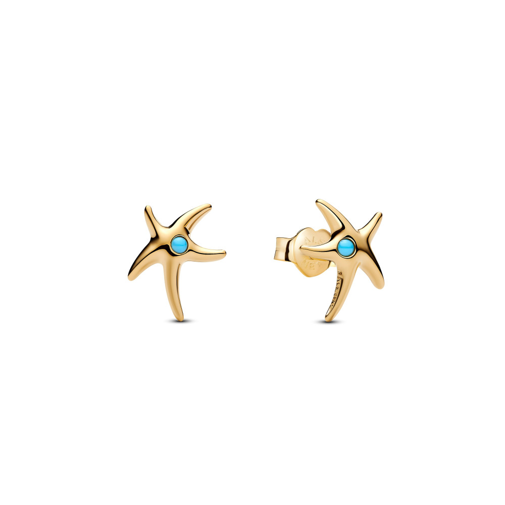 Boucles d'oreilles Pandora, étoiles de mer en métal doré or jaune 585/1000, 263820C01 Boucles d'oreilles Pandora, étoiles de mer en métal doré or jaune 585/1000, 263820C01
