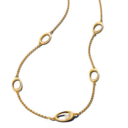 Collier Pandora Moments ovale ligne sinueuse et perle de culture d'eau douce en métal doré or jaune 585/1000 363883C01-45