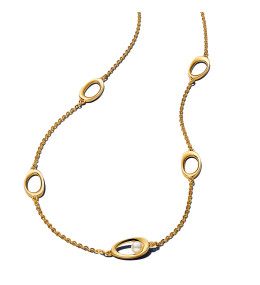 Collier Pandora Moments ovale ligne sinueuse et perle de culture d'eau douce en métal doré or jaune 585/1000 363883C01-45