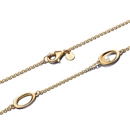 Le Collier Pandora Moments ovale ligne sinueuse et perle de culture d'eau douce en métal doré or jaune 585/1000 363883C01-45