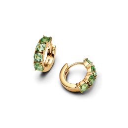 Les Boucles d'oreilles créoles Pandora moments, Hoop verte en métal doré or jaune 585/1000, 263851C01