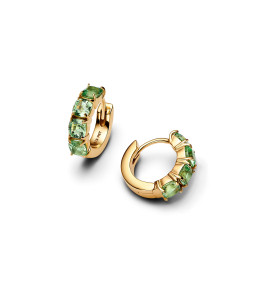 Les Boucles d'oreilles créoles Pandora moments, Hoop verte en métal doré or jaune 585/1000, 263851C01