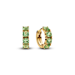 Boucles d'oreilles créoles Pandora moments, Hoop verte en métal doré or jaune 585/1000, 263851C01