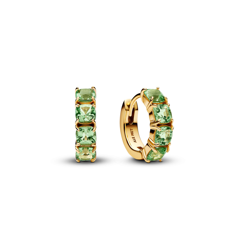 Boucles d'oreilles créoles Pandora moments, Hoop verte en métal doré or jaune 585/1000, 263851C01