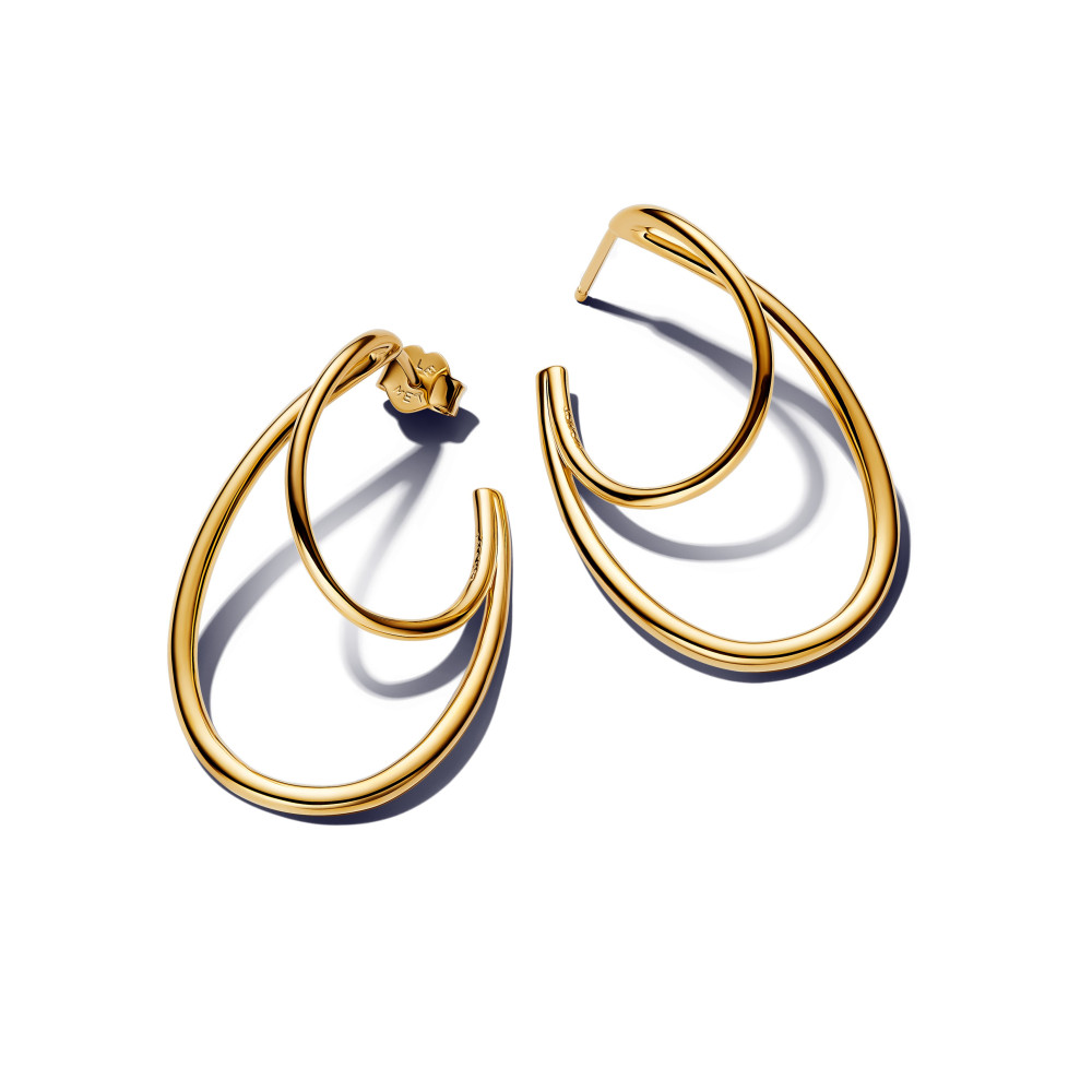 Boucles d'oreilles créoles Pandora Essence, formes organiques en métal doré or jaune 585/1000, 263870C00