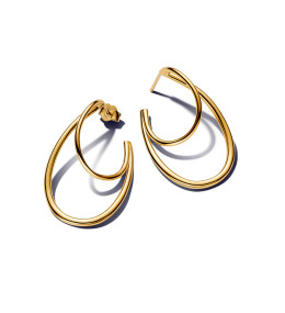 Boucles d'oreilles créoles Pandora Essence, formes organiques en métal doré or jaune 585/1000, 263870C00