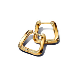 Boucles d'oreilles créoles Pandora Essence, carrées enveloppantes en métal doré or jaune 585/1000, 263875C00