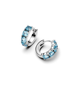 Les Boucles d'oreilles créoles Pandora moments, Hoop bleue en argent 925/1000, 293851C01