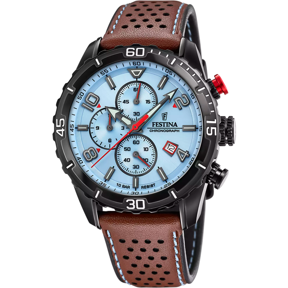 Montre homme FESTINA, Timeless, Chronographe acier et cuir, 20519/1