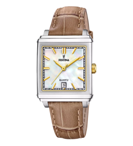 Montre femme FESTINA, On the square acier et cuir, 20682/4
