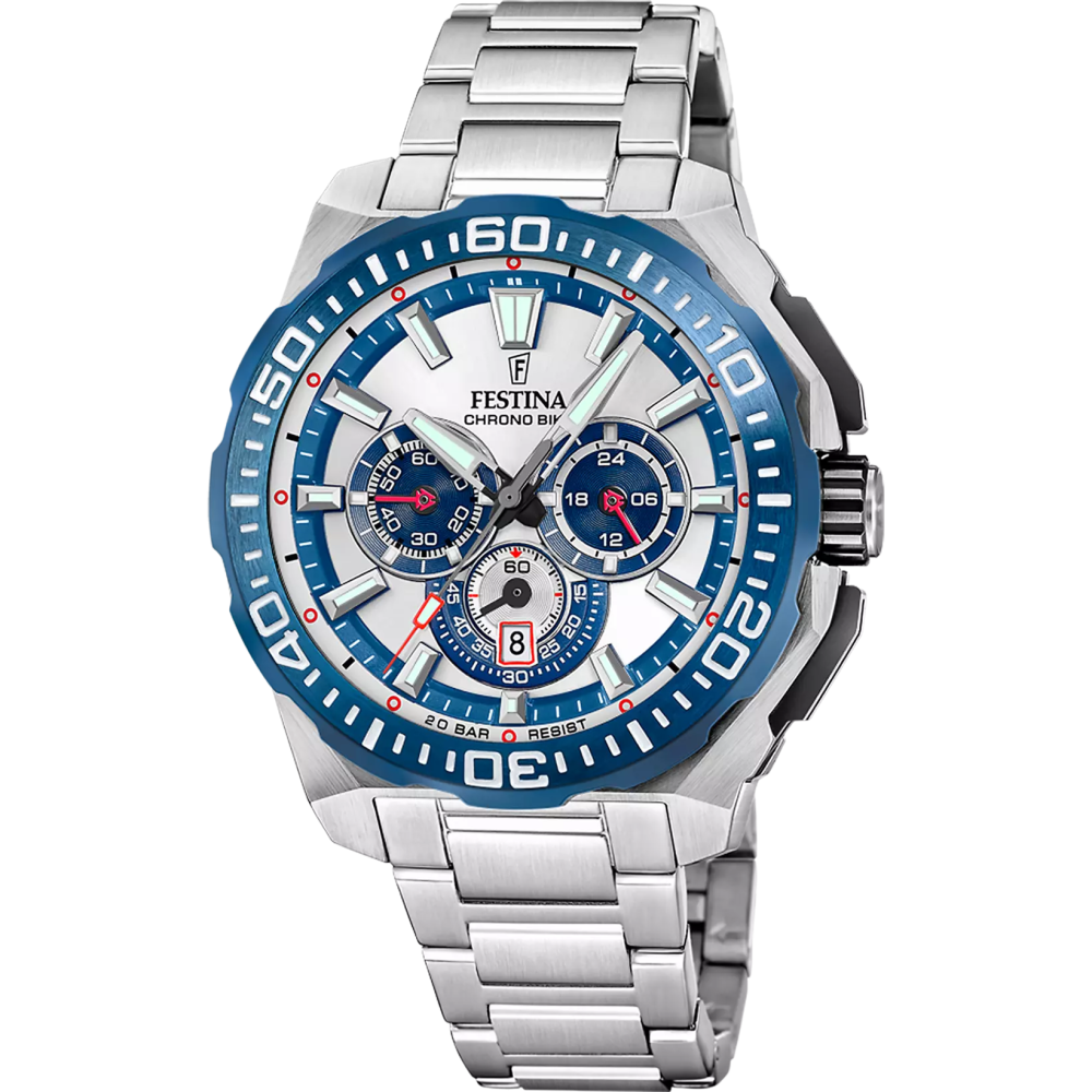 Montre homme FESTINA, Chrono bike acier, 20724/1
