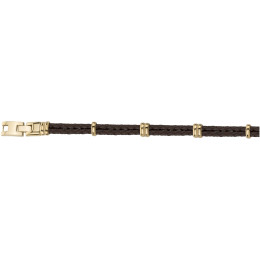 Bracelet acier PVD jaune et cuir marron PHEBUS FOR HIM 35-1240