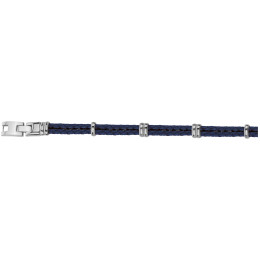 Bracelet acier et cuir bleu PHEBUS FOR HIM 35-1244