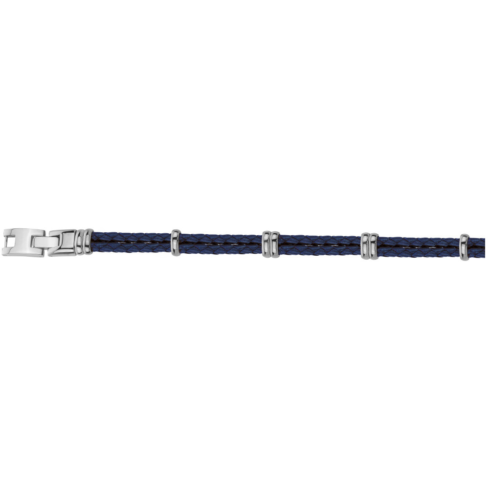 Bracelet acier et cuir bleu PHEBUS FOR HIM 35-1244