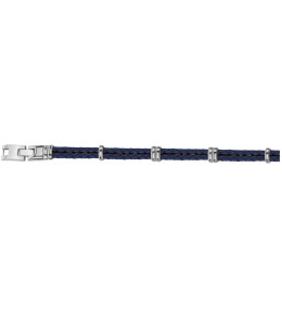 Bracelet acier et cuir bleu PHEBUS FOR HIM 35-1244