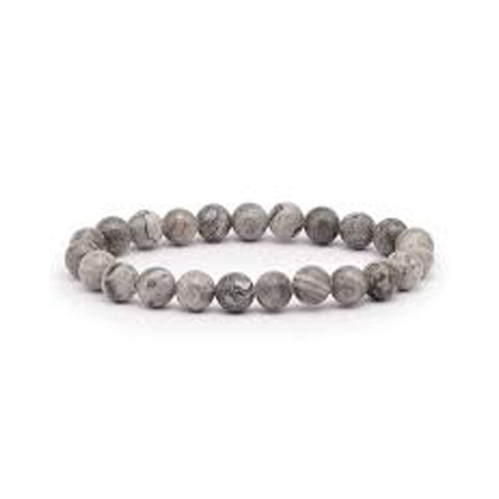 Bracelet pierres naturelles 8mm agate crazy lace grise A