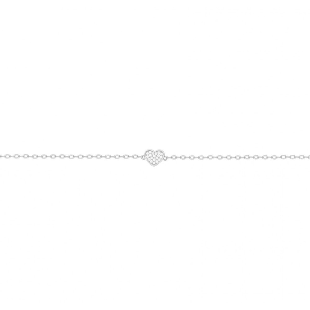 Bracelet Argent 925/1000, coeur et oxydes de zirconium by Stauffer