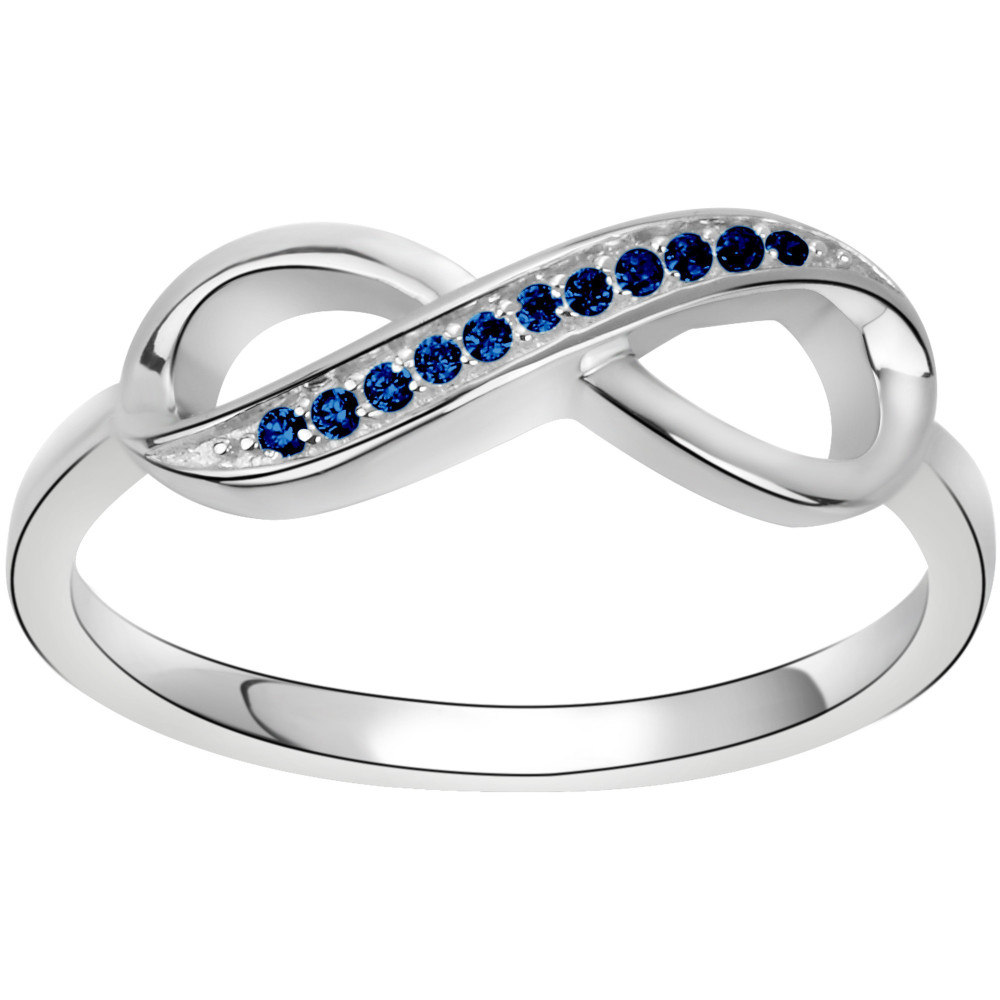 Bague Argent 925/1000 infini et 11 oxydes de zirconium bleu saphir by Stauffer