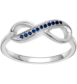 Bague Argent 925/1000 infini et 11 oxydes de zirconium bleu saphir by Stauffer