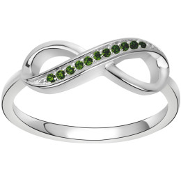 Bague Argent 925/1000 infini et 11 oxydes de zirconium vert by Stauffer