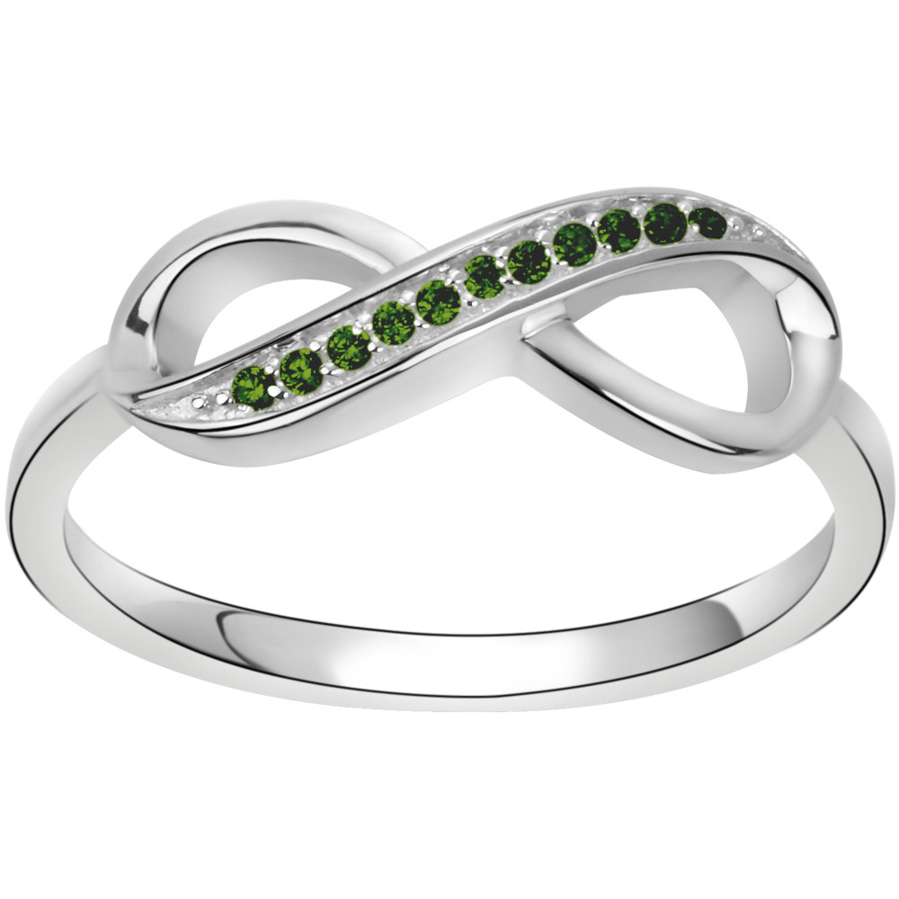 Bague Argent 925/1000 infini et 11 oxydes de zirconium vert by Stauffer