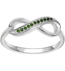 Bague Argent 925/1000 infini et 11 oxydes de zirconium vert by Stauffer