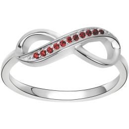 Bague Argent 925/1000 infini et 11 oxydes de zirconium rouge by Stauffer