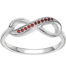 Bague Argent 925/1000 infini et 11 oxydes de zirconium rouge by Stauffer